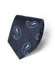 Classic Paisley Pattern Midnight Navy Woven Silk Tie