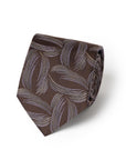 Brushed Leaf Pattern Dark Chocolate Brown Woven Silk Tie