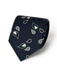 Paisley Drop Pattern Deep Navy Printed Silk Tie