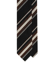 Classic Stripe Black, Brown & Beige Woven Silk Tie