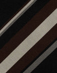 Classic Stripe Black, Brown & Beige Woven Silk Tie