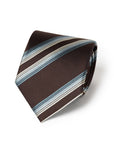 Gradient Stripe Espresso Brown Woven Silk Tie