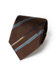 Brushed Stripe Espresso Brown Woven Silk Tie