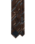 Brushed Stripe Espresso Brown Woven Silk Tie