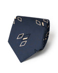 Diamond Pattern Steel Navy Printed Silk Tie