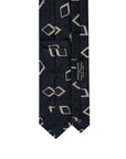 Silver Diamond Pattern Dark Navy Woven Silk Tie