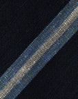 Signature Stripe Deep Navy & White Woven Silk Tie