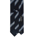 Signature Stripe Deep Navy & White Woven Silk Tie
