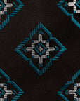 100th Anniversary Medallion Pattern Dark Brown Satin Woven Silk Tie