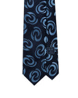 100th Anniversary Blue Swirl Pattern Deep Navy Woven Silk Tie