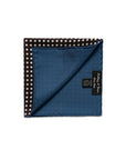 White Dot & Solid Double-Face Brown & Blue Printed Silk Pocket Square