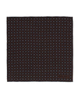 Flower & Multi-Dot Pattern Double-Face Brown & Navy Printed Silk Pocket Square