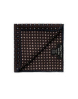 Flower & Multi-Dot Pattern Double-Face Brown & Navy Printed Silk Pocket Square