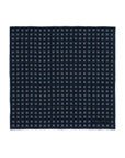 Flower & Multi-Dot Pattern Double-Face Navy Blue Printed Silk Pocket Square