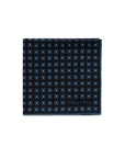 Flower & Multi-Dot Pattern Double-Face Navy Blue Printed Silk Pocket Square