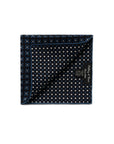 Flower & Multi-Dot Pattern Double-Face Navy Blue Printed Silk Pocket Square