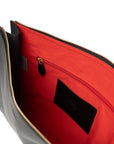 Jet Black Mouflon Leather Clutch Bag