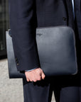 Dark Navy Mouflon Leather Clutch Bag