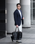 Jet Black Bridle Leather Essential Tote Bag