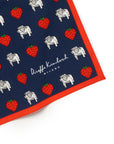 French Bulldog & Strawberry Navy Cotton Handkerchief