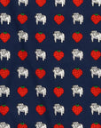 French Bulldog & Strawberry Navy Cotton Handkerchief