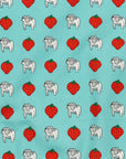 French Bulldog & Strawberry Mint Cotton Handkerchief