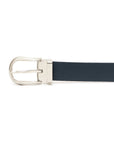 Dark Navy Grained Calf Leather Horseshoe Buckle Adjustable Belt