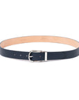 Dark Navy Grained Calf Leather Horseshoe Buckle Adjustable Belt