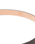 Espresso Brown Grained Calf Leather Horseshoe Buckle Adjustable Belt