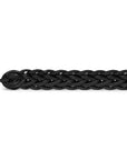 Jet Black Braided Calf Leather Square Buckle Belt