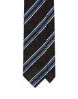 Double Stripe Espresso Brown & Blue Grenadine Silk Sfoderato Tie