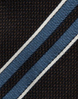 Double Stripe Espresso Brown & Blue Grenadine Silk Sfoderato Tie