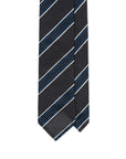 Double Stripe Charcoal & Navy Gold Grenadine Silk Sfoderato Tie
