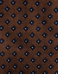 Navy Petite Flower Pattern Brown Satin Silk Tie