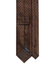 Navy Petite Flower Pattern Brown Satin Silk Tie