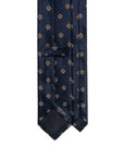 Brown Clover Pattern Dark Navy Satin Silk Tie