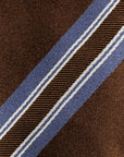 Double Stripe Brown & Lavender Satin Silk Tie