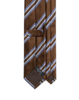 Double Stripe Brown & Lavender Satin Silk Tie