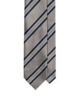 Double Stripe Light Gray & Dark Navy Satin Silk Tie