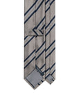 Double Stripe Light Gray & Dark Navy Satin Silk Tie