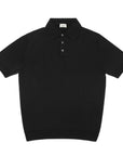 Jet Black Cotton Short-Sleeve Knit Polo