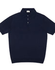 Deep Navy Cotton Short-Sleeve Knit Polo