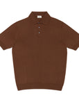 Sienna Brown Cotton Short-Sleeve Knit Polo