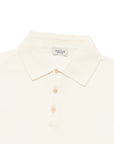Cream White Cotton Short-Sleeve Knit Polo