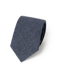 Melange Denim Blue Solid Printed Cashmere Wool Tie