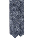 Denim Blue Glen Check Printed Cashmere Wool Tie