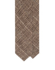 Taupe Brown Glen Check Printed Cashmere Wool Tie