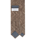 Taupe Brown Glen Check Printed Cashmere Wool Tie