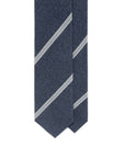 Ice Blue Stripe Denim Blue Printed Cashmere Wool Tie