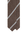 Ice Blue Stripe Taupe Brown Printed Cashmere Wool Tie